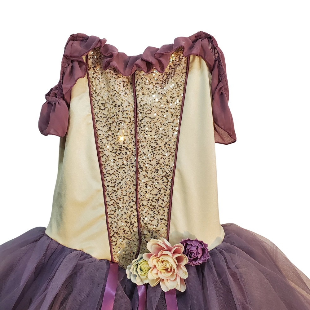 Weissman Sequin Tutu Floral Applique Ribbon Tie Purple Dance Costume SA‎ 4-6